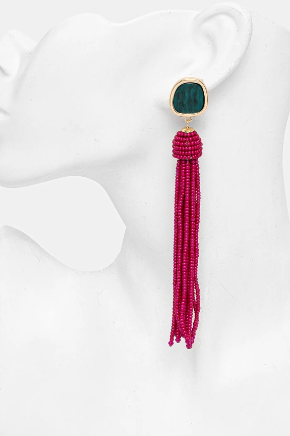 Doplňky Náušnice dámské s ozdobnými třásněmi růžová barva RS25-AUD902 růžová