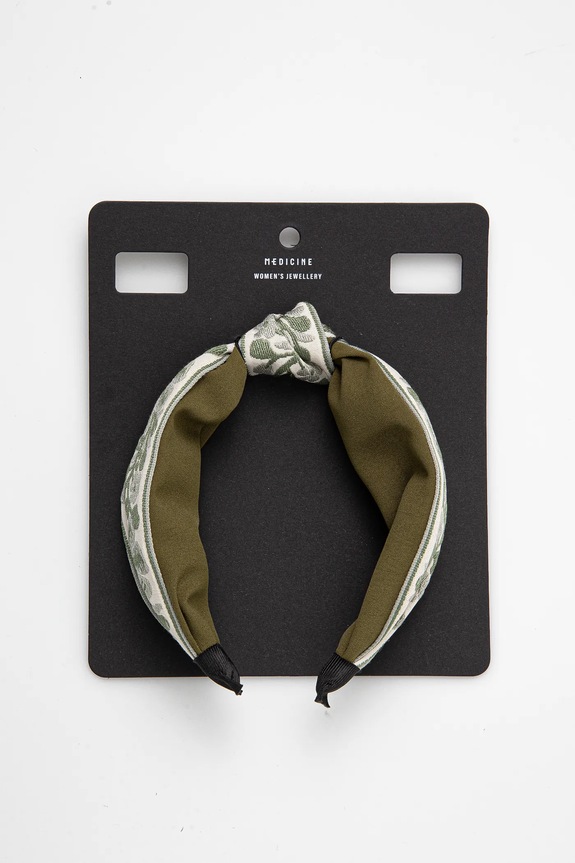 Akcesoria Opaska do włosów damska wzorzysta kolor zielony RS25-AWD803 zielony