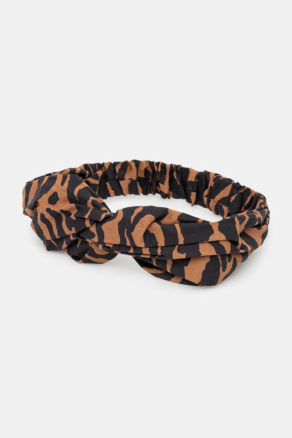 Opaska do włosów damska bawełniana wzorzysta kolor brązowy brązowy RS25.AWD805