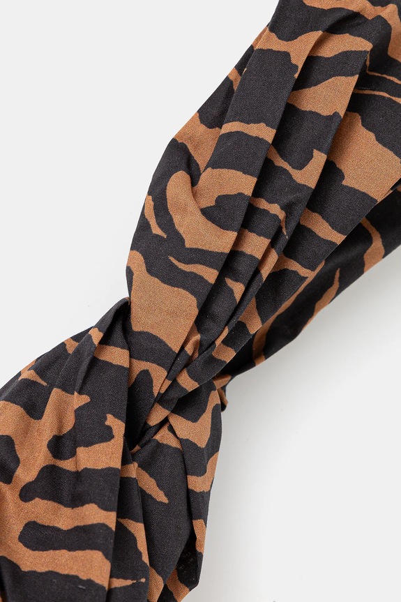 Akcesoria Opaska do włosów damska bawełniana wzorzysta kolor brązowy RS25.AWD805 brązowy