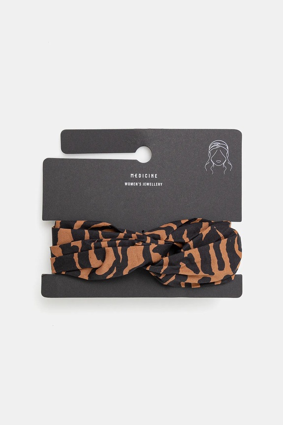 Opaska do włosów damska bawełniana wzorzysta kolor brązowy brązowy RS25.AWD805