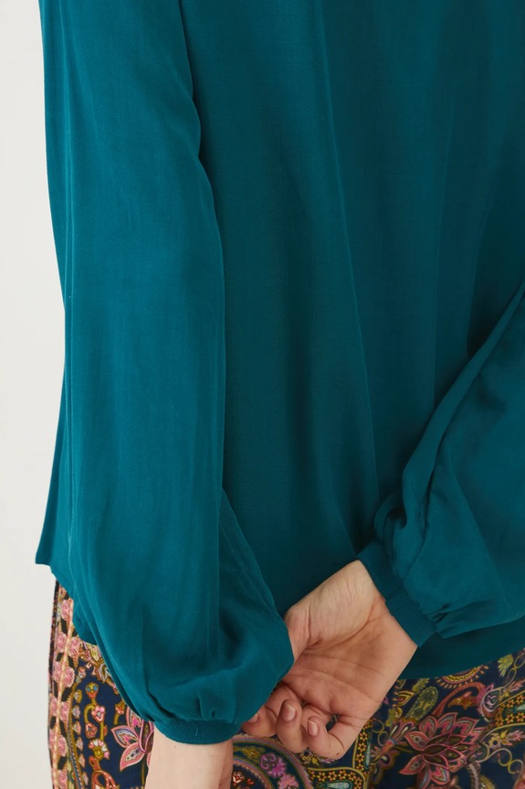 Bluzka damska regular gładka kolor turkusowy RS25-BDD050