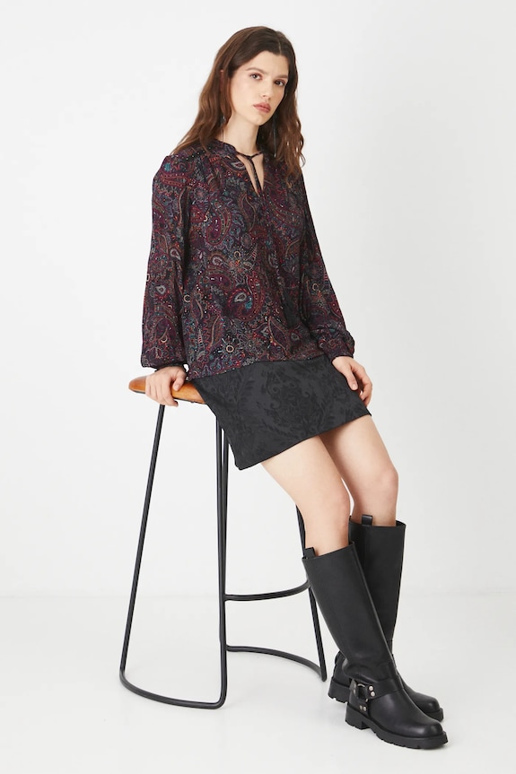 Bluzka damska oversize wzorzysta kolor multicolor casual multicolor RS25-BDD101