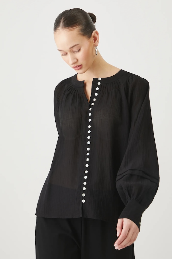 Bluzka damska regular z lyocellem kolor czarny gładkie czarny RS25-BDD303