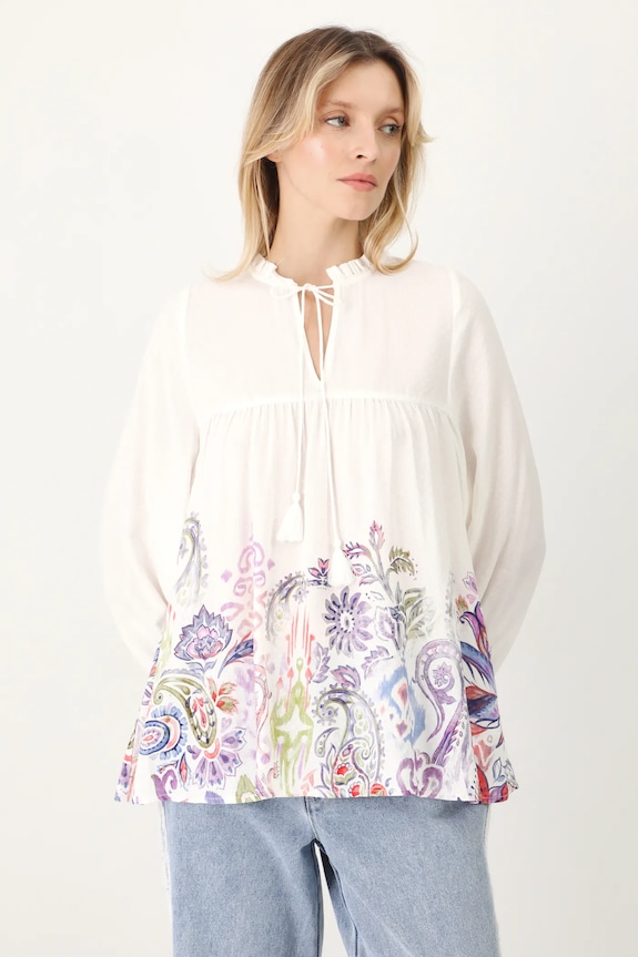 Halenka dámská oversize, ze žakárové tkaniny béžová barva vázaný béžová RS25-BDD501