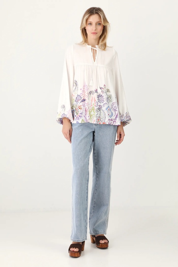 Halenka dámská oversize, ze žakárové tkaniny béžová barva RS25-BDD501 béžová RS25