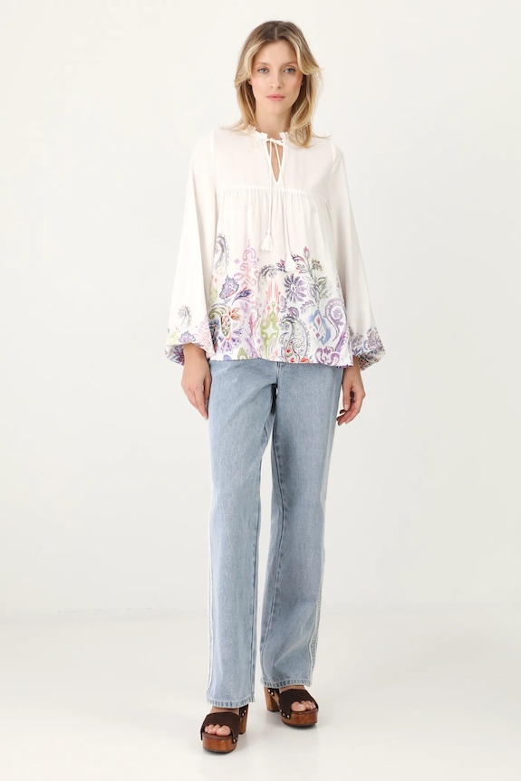 Halenka dámská oversize, ze žakárové tkaniny béžová barva RS25-BDD501 béžová RS25