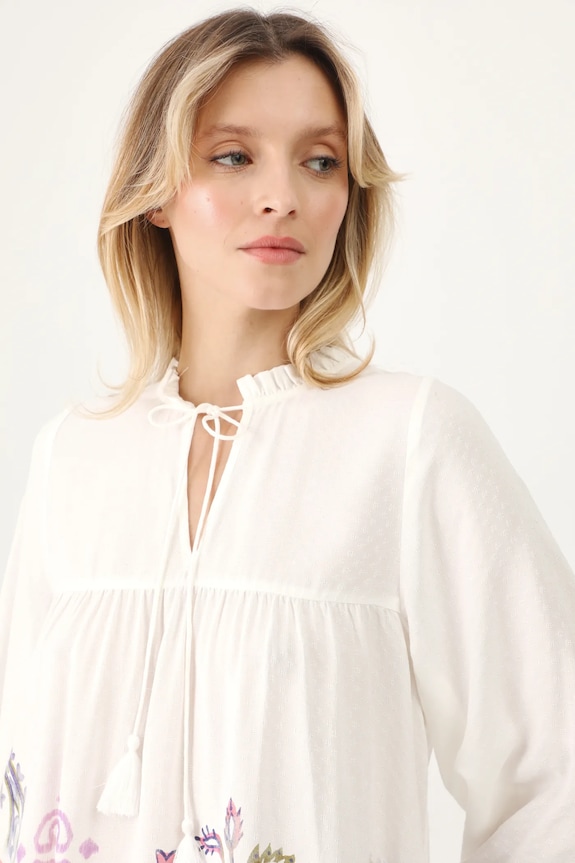 Halenka dámská oversize, ze žakárové tkaniny béžová barva béžová RS25-BDD501