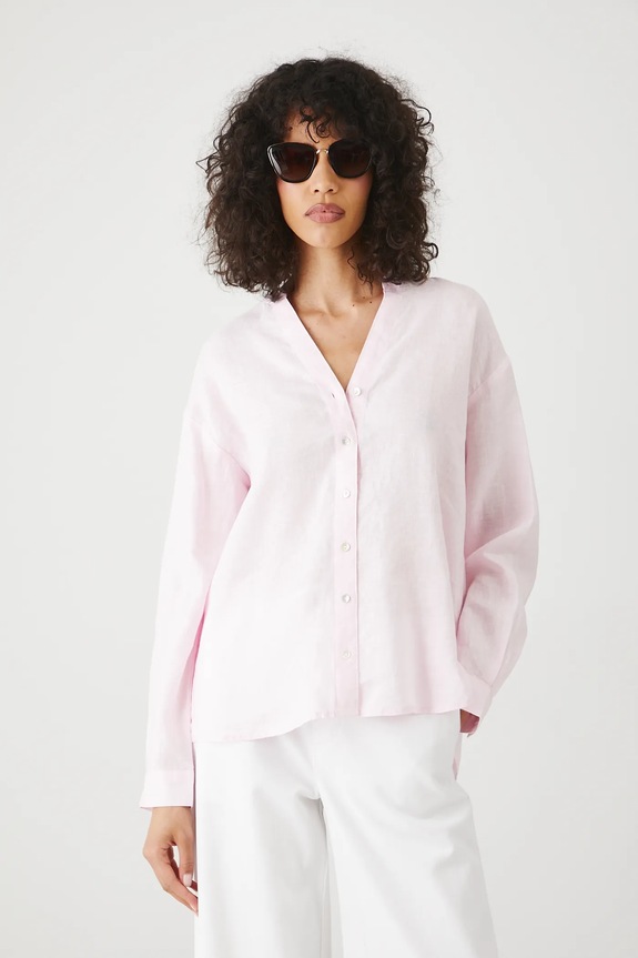 Λευκή μπλούζα Medicine μακρύ ροζ RS25-BDD706