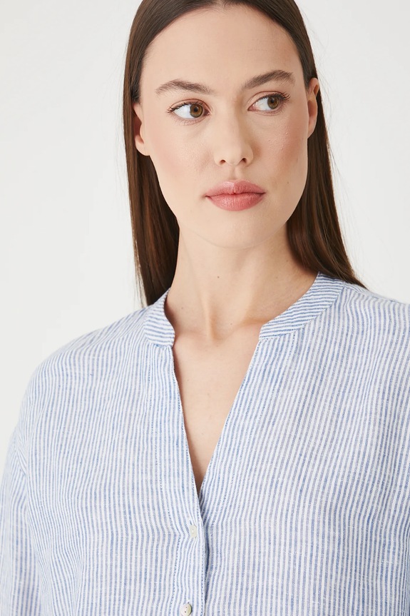 Lanena bluza Medicine modra RS25-BDD706