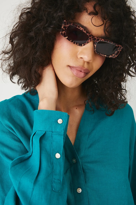 Λευκή μπλούζα Medicine μακρύ τιρκουάζ RS25-BDD706