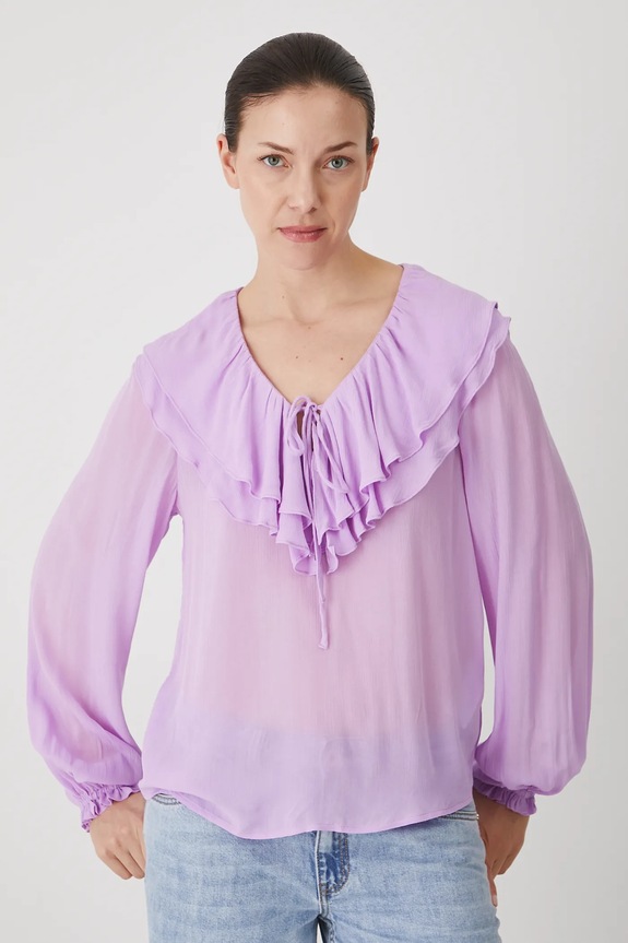 Bluzka damska z wiskozy gładka kolor fioletowy RS25-BDD904 fioletowy RS25