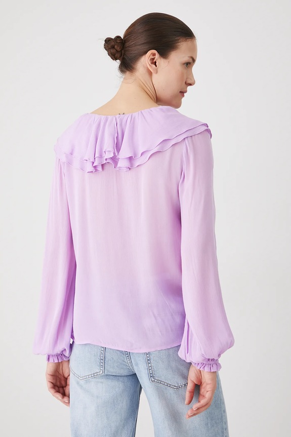 Odzież Bluzka damska z wiskozy gładka kolor fioletowy RS25-BDD904 fioletowy