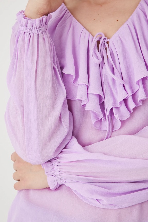 Bluzka damska z wiskozy gładka kolor fioletowy RS25-BDD904 fioletowy