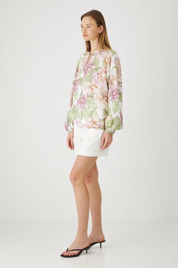 Bluzka damska regular w kwiaty kolor biały RS25-BDD909 biały RS25