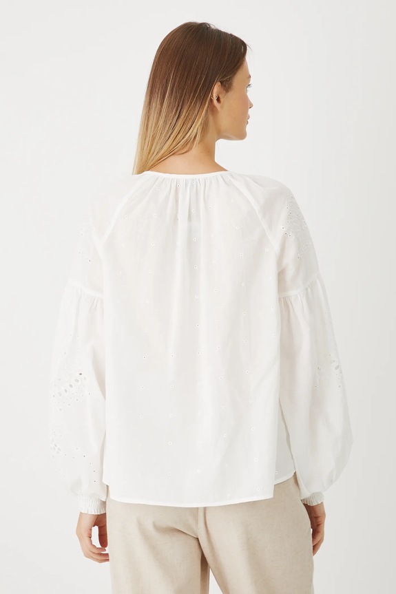 Oblečení Bavlněná halenka dámská s ozdobnými výšivkami bílá barva RS25.BDDA01 bílá