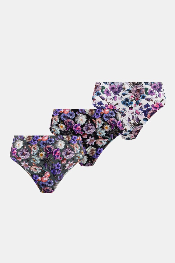 Figi damskie briefs w kwiaty (3-pack) kolor multicolor dzianina multicolor RS25-BID302
