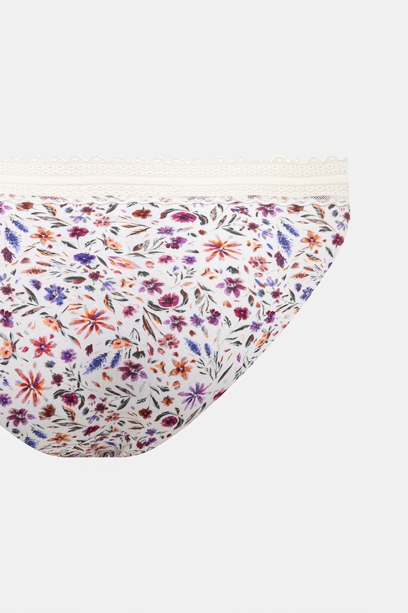 Figi bawełniane damskie briefs z elastanem w kwiaty (3-pack) kolor multicolor RS25.BID303