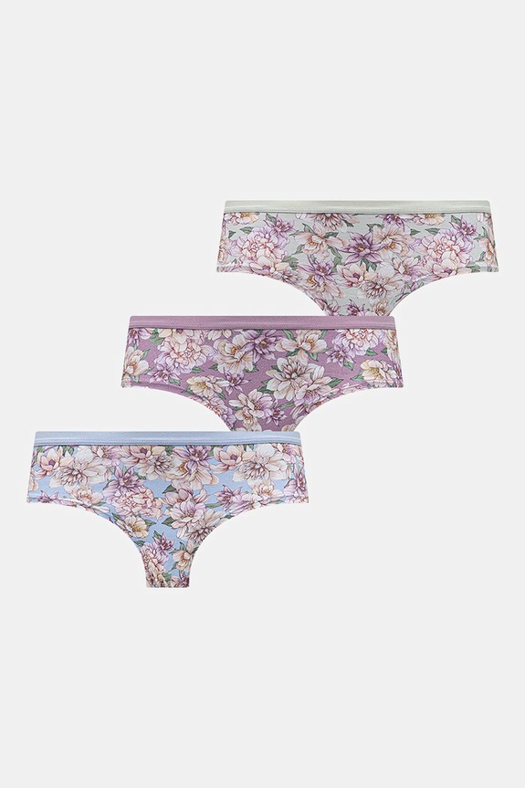 Figi bawełniane damskie briefs w kwiaty (3-pack) kolor multicolor dzianina multicolor RS25-BID709