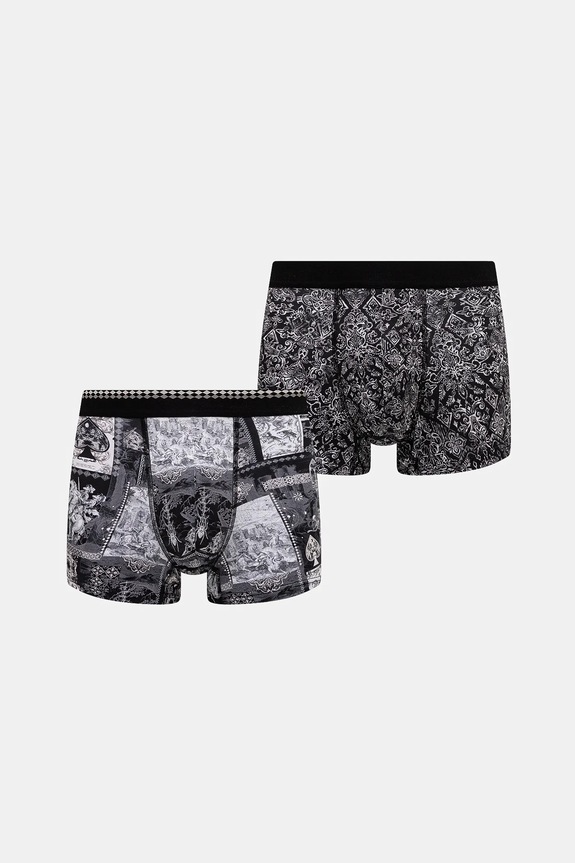 Bokserki bawełniane męskie z elastanem wzorzyste (2-pack) kolor multicolor dzianina multicolor RS25-BIM300