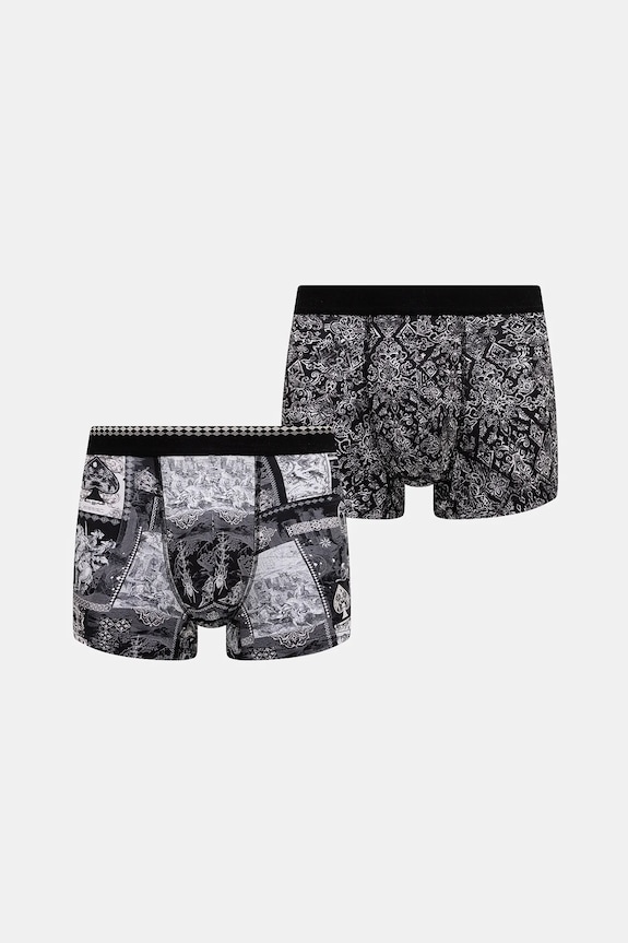 Bokserki bawełniane męskie z elastanem wzorzyste (2-pack) kolor multicolor dzianina multicolor RS25-BIM300