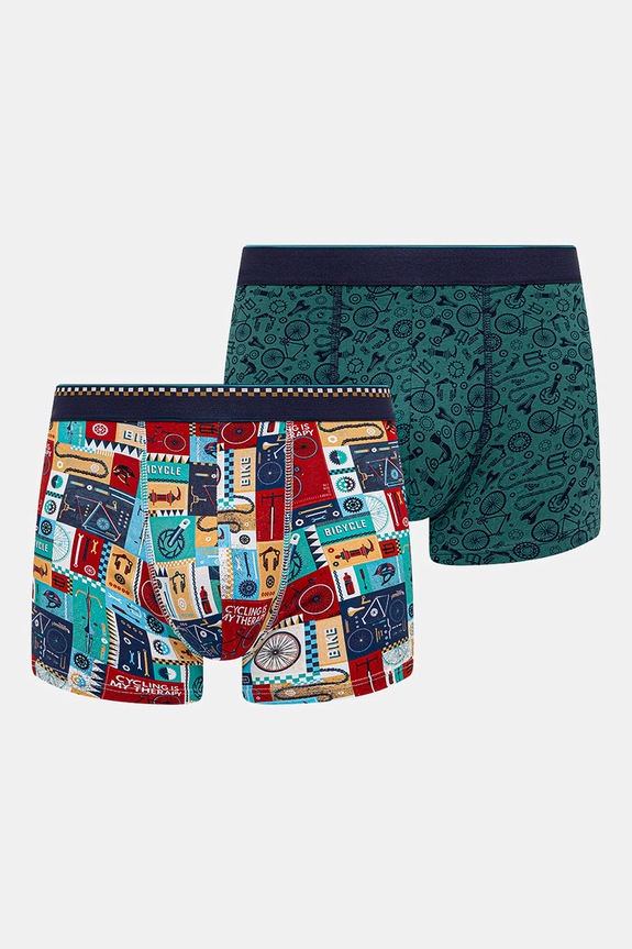 Bokserki bawełniane męskie z elastanem wzorzyste (2-pack) kolor multicolor dzianina multicolor RS25.BIM504