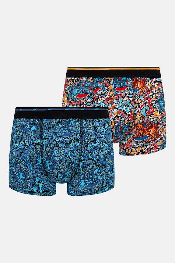 Bavlněné boxerky pánské s elastanem a vzorem (2-pack) více barev 2-pack vícebarevná RS25-BIM505