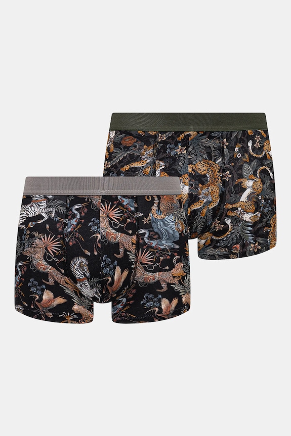 Bokserki bawełniane męskie z elastanem wzorzyste (2-pack) kolor multicolor dzianina multicolor RS25-BIM700
