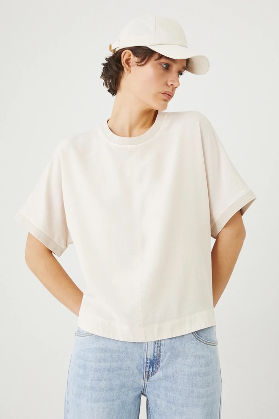 Bluzka damska z lyocellu kolor beżowy gładkie beżowy RS25-BKD070