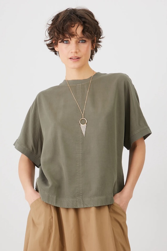 Bluzka damska z lyocellu kolor zielony zielony RS25-BKD070