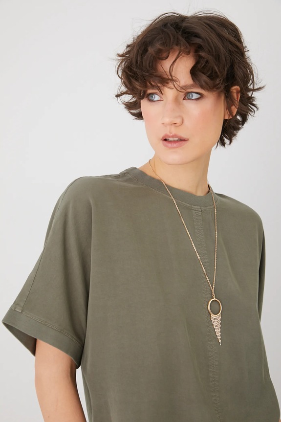 Bluzka damska z lyocellu kolor zielony RS25-BKD070 zielony