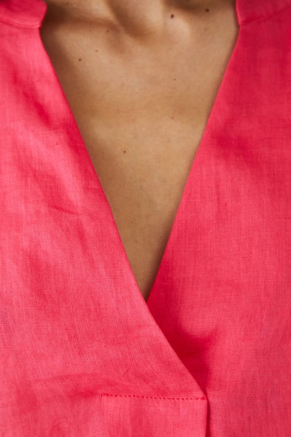 Ľanová blúzka hladké oranžová farba RS25-BKD901 oranžová