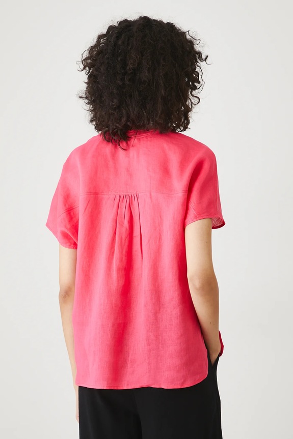 Odzież Bluzka lniana damska gładka kolor pomarańczowy RS25-BKD904 pomarańczowy