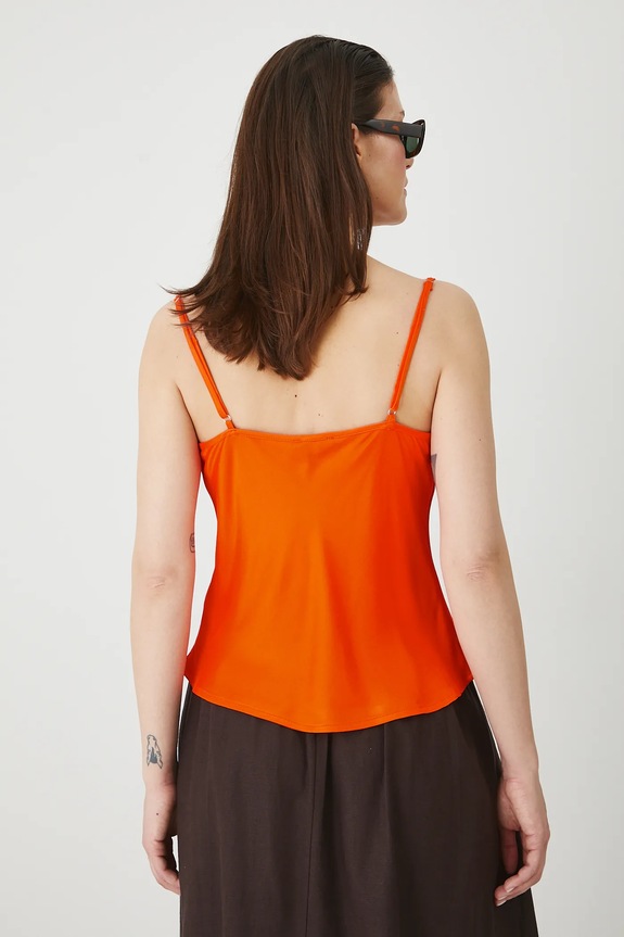 Odzież Bluzka damska z wiskozy kolor pomarańczowy RS25-BKD908 pomarańczowy