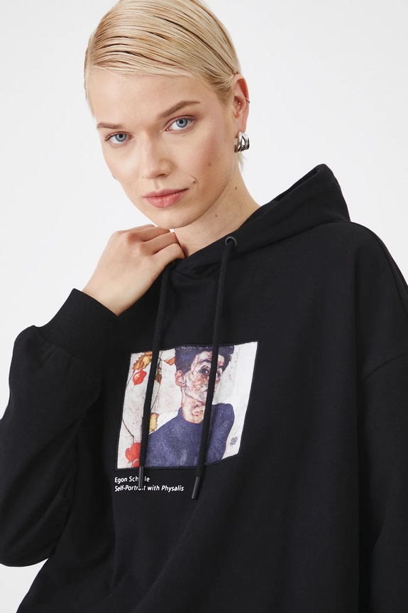 Bluza bawełniana damska z kolekcji Eviva L'arte kolor czarny RS25.BLD252 czarny RS25