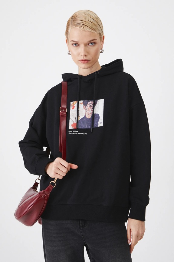 Bluza bawełniana damska z kolekcji Eviva L'arte kolor czarny RS25.BLD252 czarny