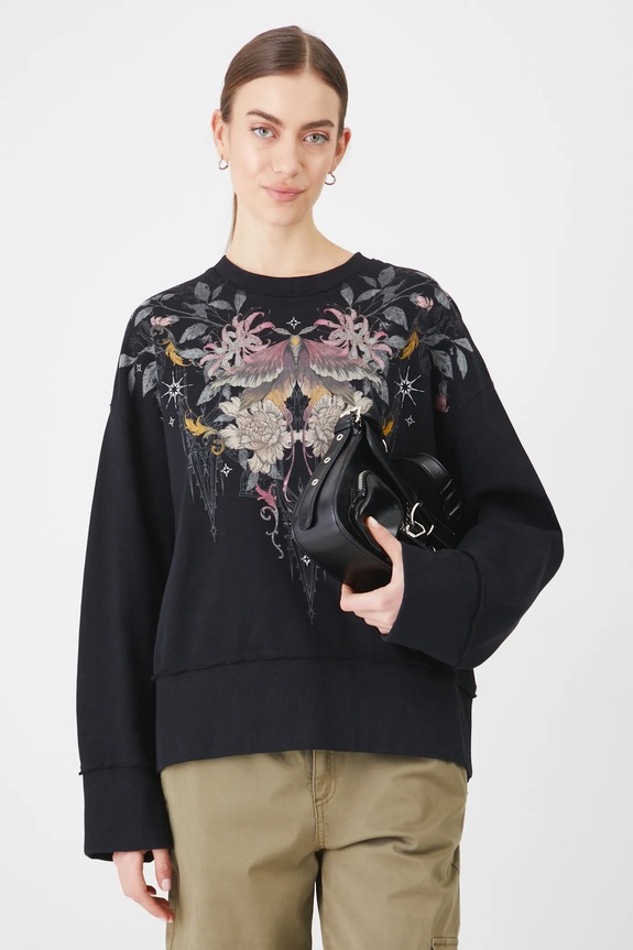 Bluza bawełniana damska z nadrukiem kolor szary RS25.BLD402 szary RS25