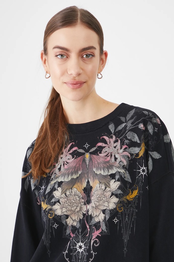 Bluza bawełniana damska z nadrukiem kolor szary szary RS25.BLD402