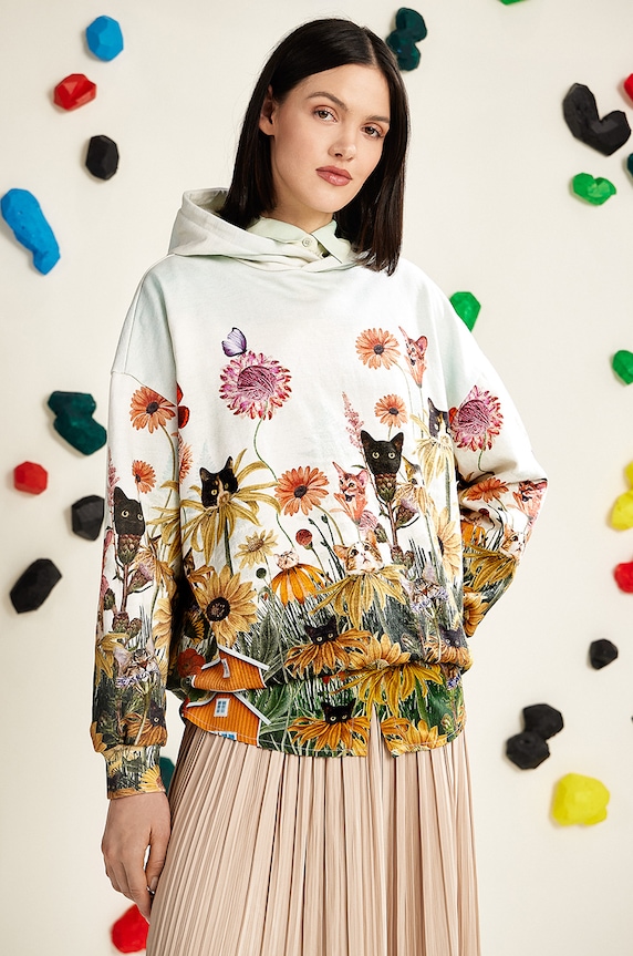 Bluza bawełniana damska by Nieszka Skłodowska, Grafika Polska kolor multicolor wzorzyste multicolor RS25.BLD450