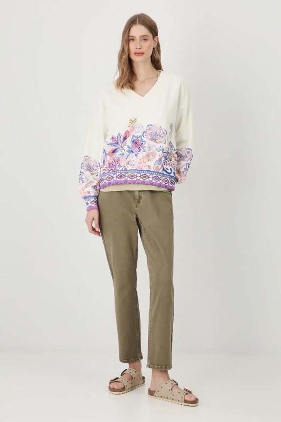 Bluza damska z nadrukiem kolor beżowy RS25.BLD501 beżowy RS25