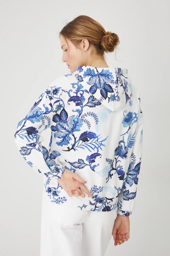 Odzież Bluza damska z kapturem wzorzysta kolor biały RS25-BLD701 biały