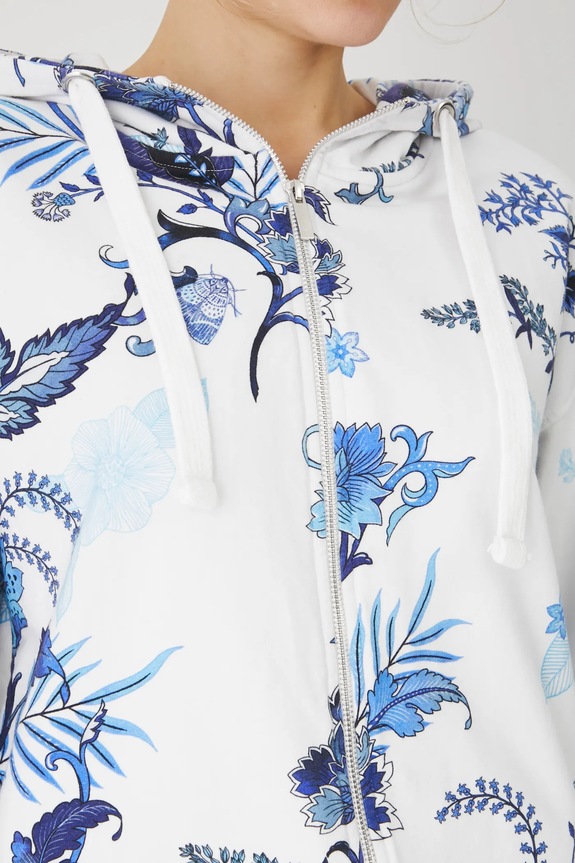 Bluza damska z kapturem wzorzysta kolor biały RS25-BLD701 biały