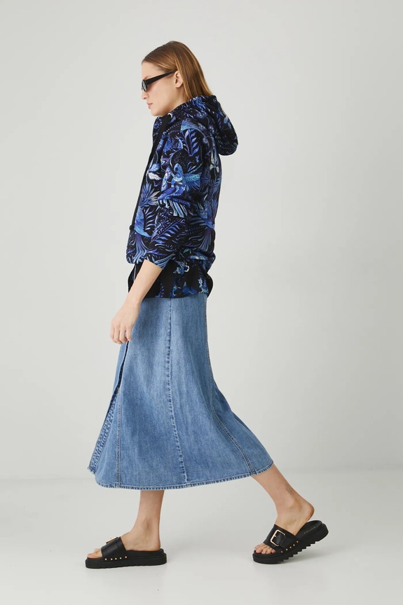 Bluza damska z kapturem wzorzysta kolor granatowy RS25-BLD701 granatowy RS25