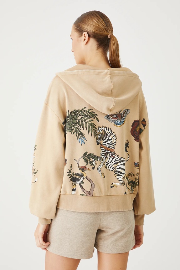 Bluza bawełniana damska z nadrukami kolor beżowy RS25.BLD801 beżowy RS25