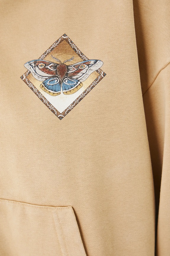 Bluza bawełniana damska z nadrukami kolor beżowy RS25.BLD801 beżowy