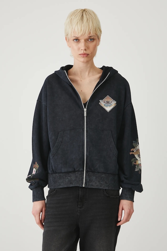 Bluza bawełniana damska z nadrukami kolor szary RS25.BLD801 szary RS25