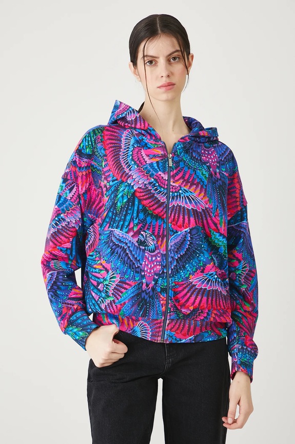 Bluza damska z kapturem wzorzysta RS25-BLDA01 multicolor RS25