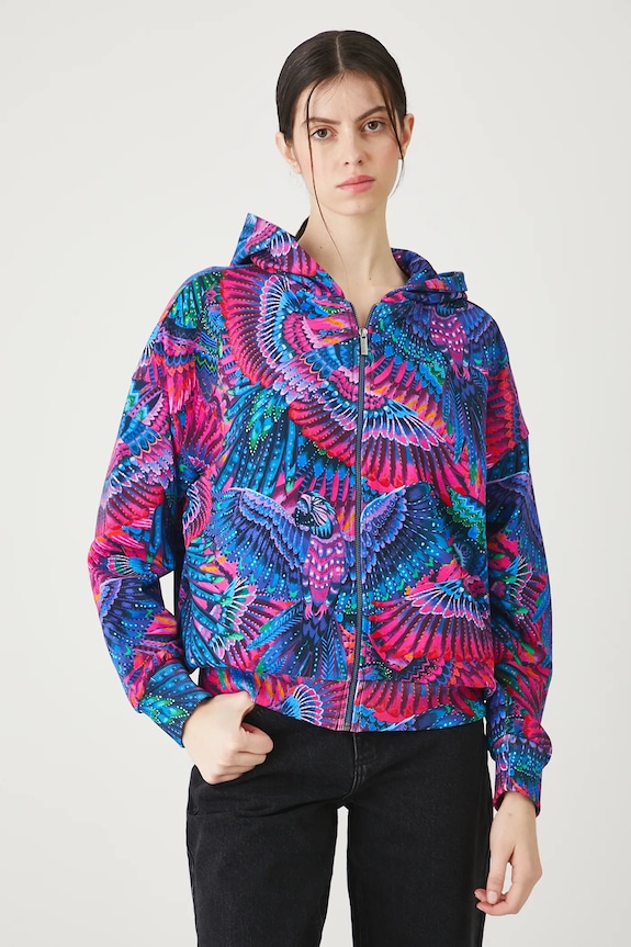 Bluza damska z kapturem wzorzysta RS25-BLDA01 multicolor RS25