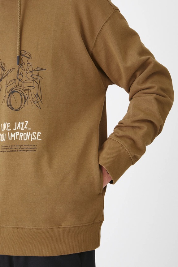 Bluza męska z kapturem z nadrukiem kolor brązowy RS25.BLM103 brązowy