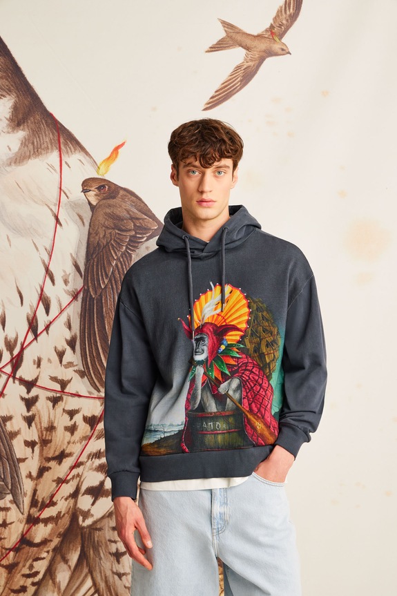 Bluza bawełniana męska z kolekcji El Gato Chimney x Medicine kolor szary bawełna szary RS25-BLM800